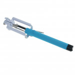 Wholesale Fold-able Wired Selfie Stick with Remote Small Clip (Blue)